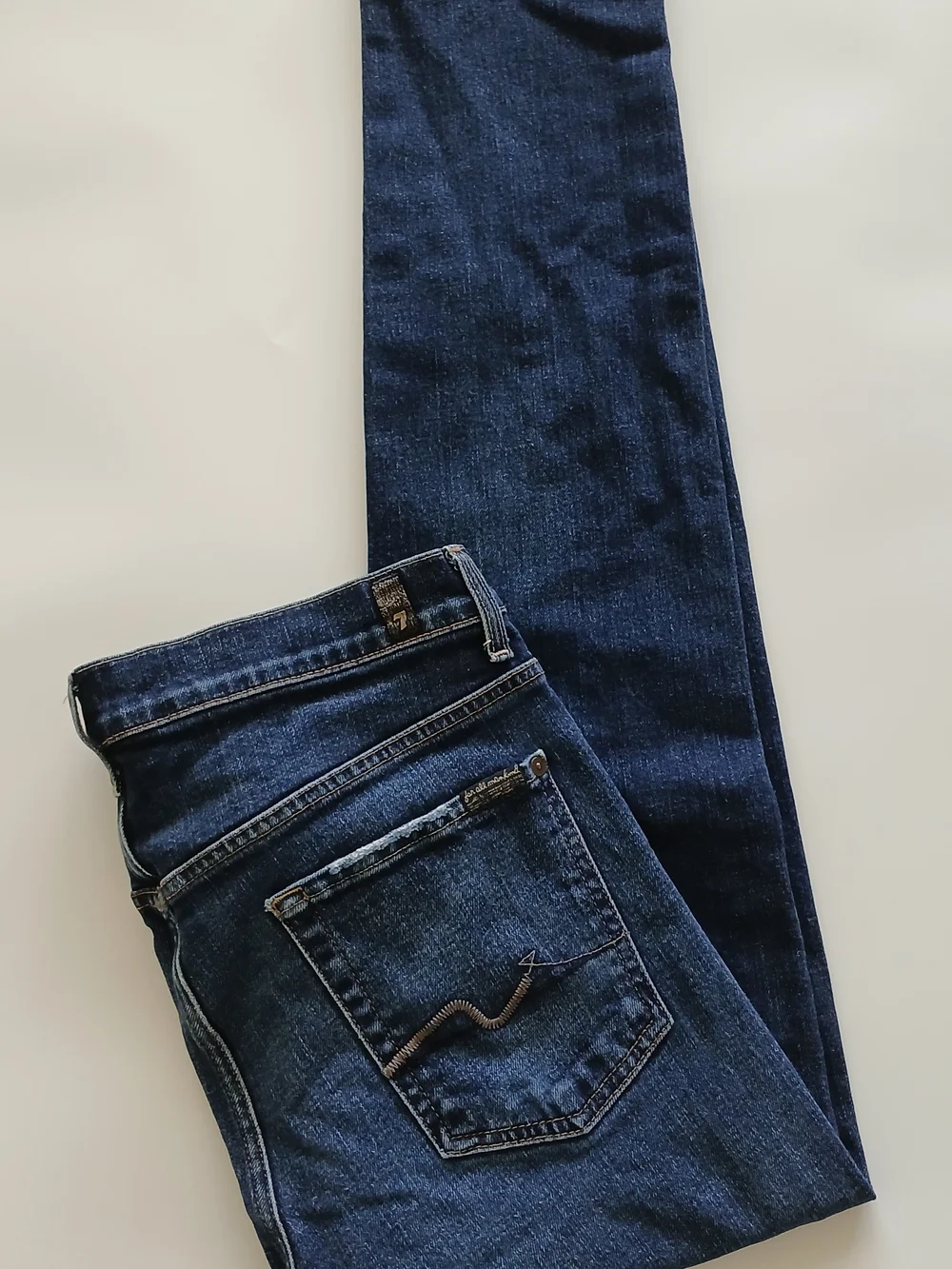 7 For All Mankind Distressed Deep Indigo Jeans Size 34 - Picture 1 of 13